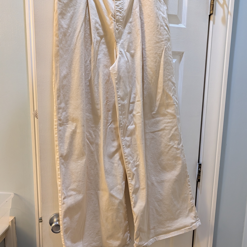 Banana Republic Cream Wide-Leg Jeans
